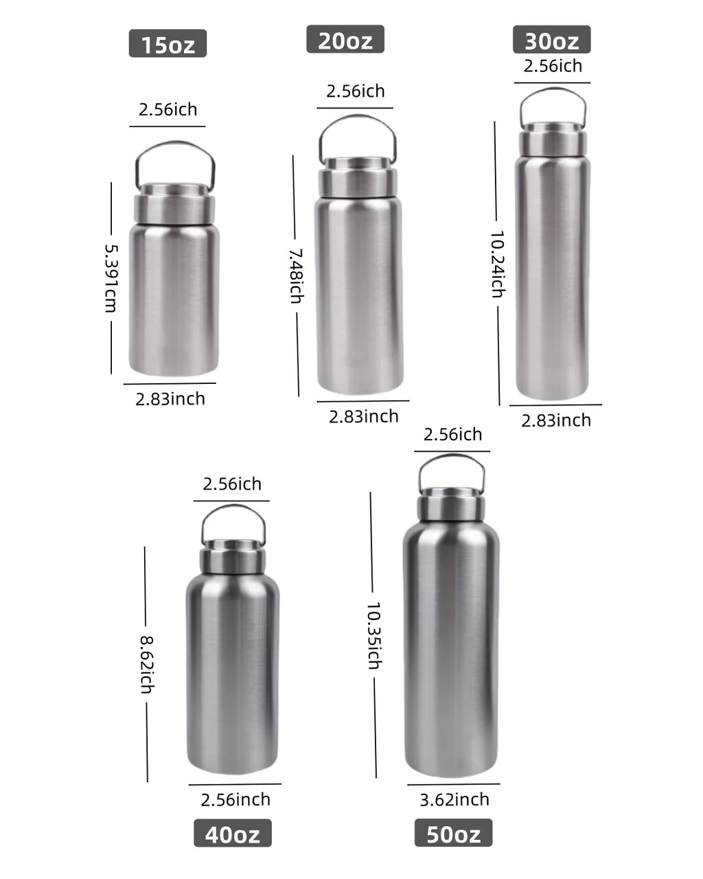 1pc Large Capacity Stainless Steel Sport Water Bottle Single-layer Rugged Water Cup Metal Bottle Drinkware Camping Sports Gym
