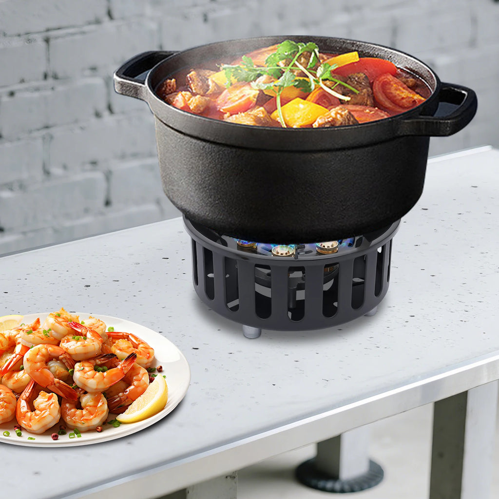 Cold-Rolled Steel Portable Camping Stove, 72000BTU 3-Adapter Gas Cooker, Windproof Design