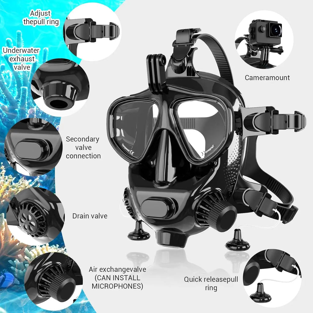 Full Face Dive Scuba Mask Support Diving & Snorkeling,