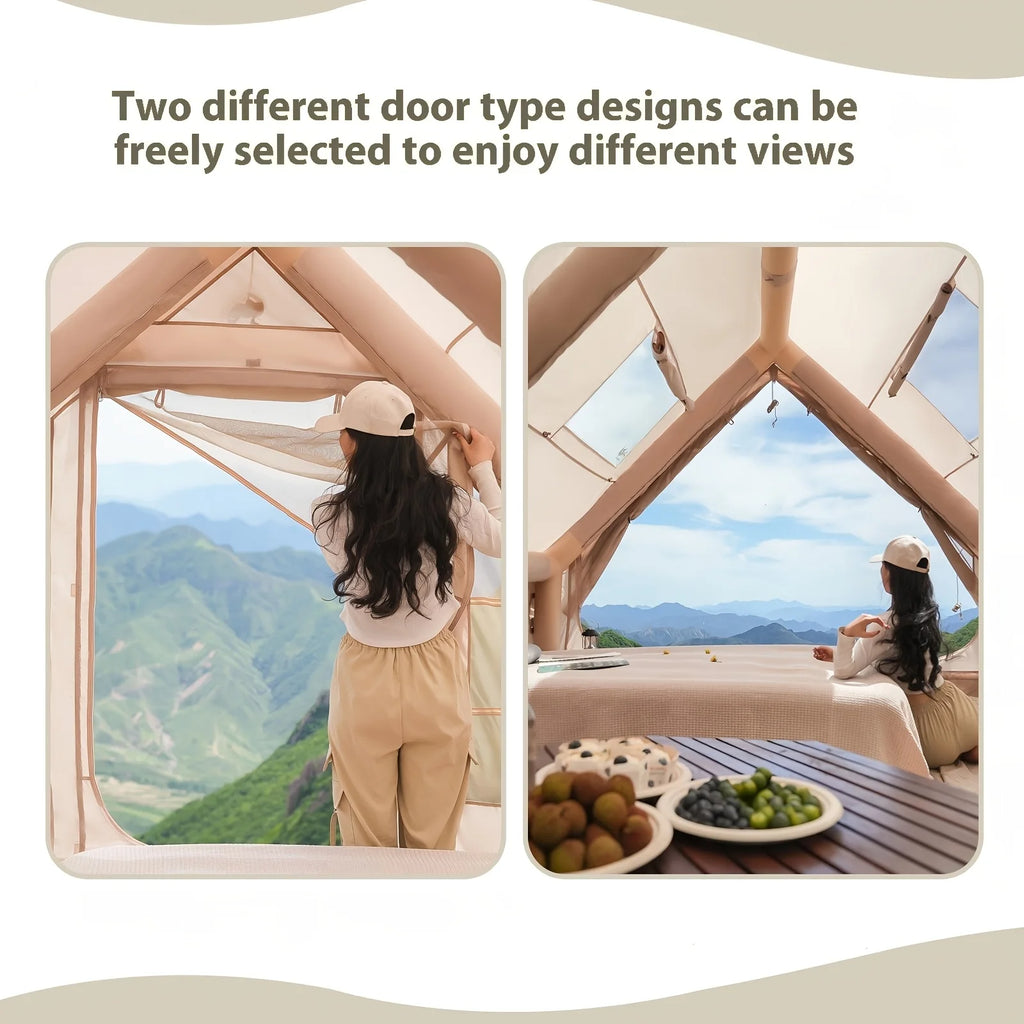 Large Inflatable Camping Tent with Skylight, Quick Air-Flow & Breathable Mesh Design, Summer Glamping Tents
