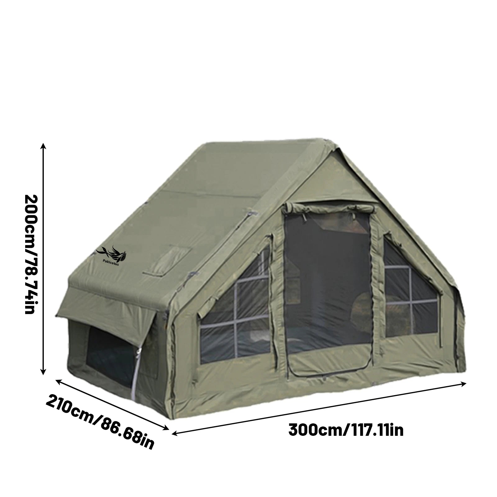 Large Inflatable Camping Tent with Skylight, Quick Air-Flow & Breathable Mesh Design, Summer Glamping Tents