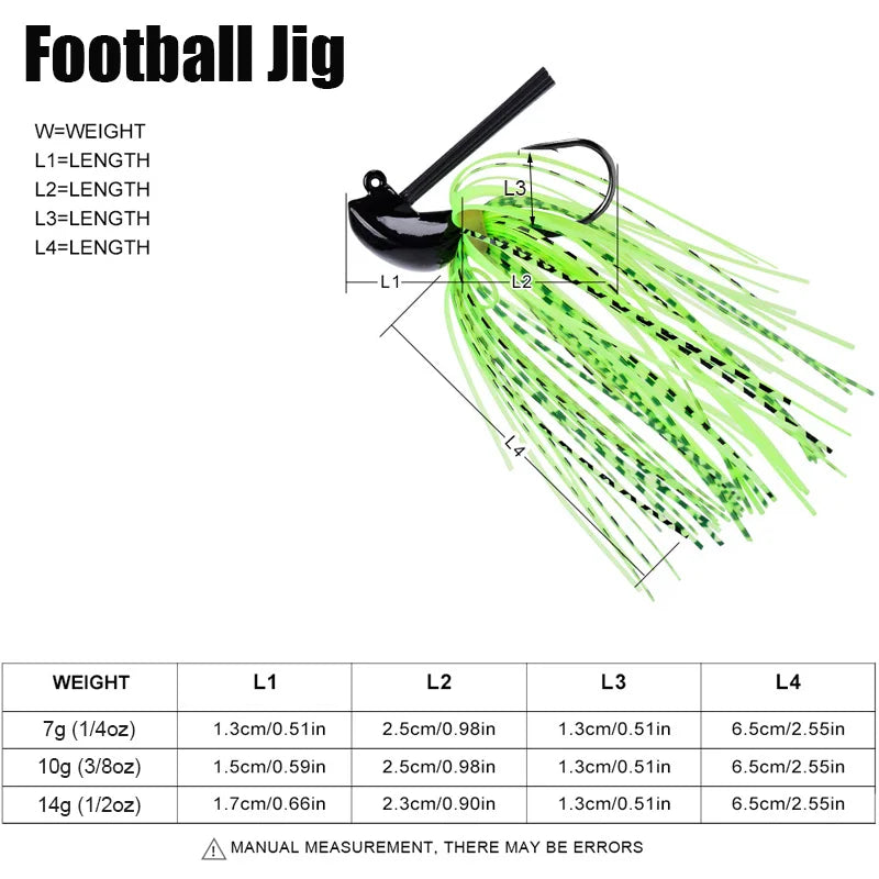 8Pcs Bass Football Jigs Set Weedless Finesse Jig Swim Jigs with Silicone Skirts 1/4 3/8 1/2 oz Fishing Lure Bait for Bass Trout