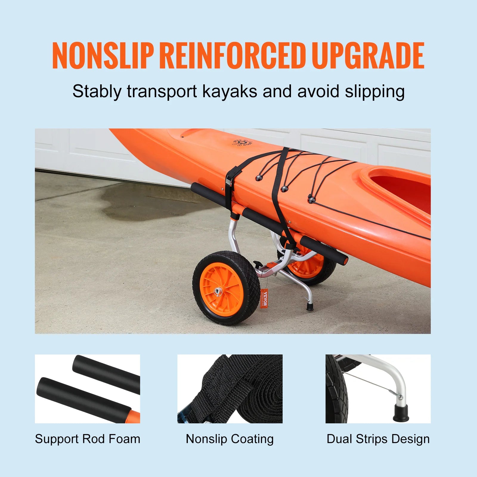 SucceBuy Kayak Cart 450lbs Detachable with 12'' Tires Adjustable Width for Paddleboards Float Mats Jon Boats