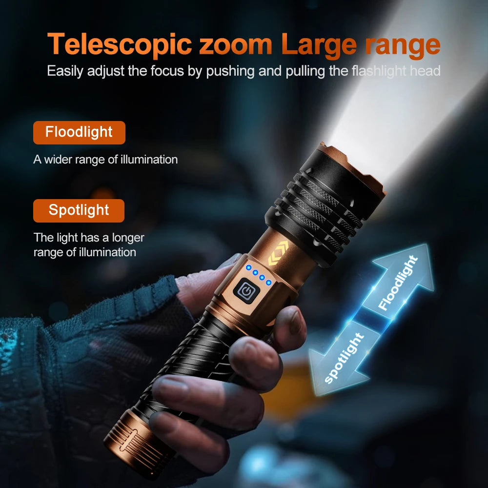 3800LM flashlight high-power LED handheld light USB rechargeable outdoor tactical lithium battery
