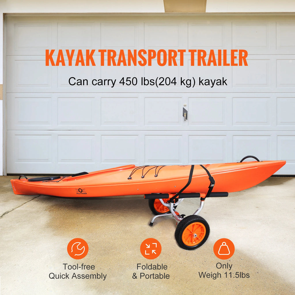 SucceBuy Kayak Cart 450lbs Detachable with 12'' Tires Adjustable Width for Paddleboards Float Mats Jon Boats