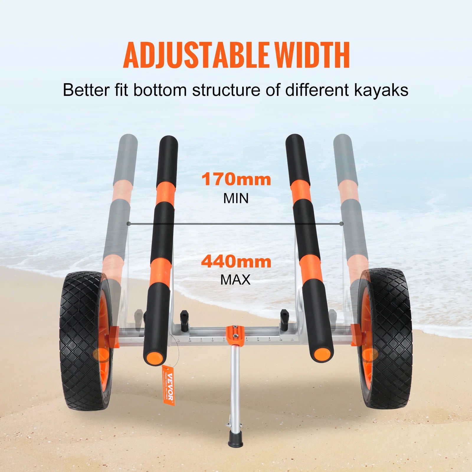 SucceBuy Kayak Cart 450lbs Detachable with 12'' Tires Adjustable Width for Paddleboards Float Mats Jon Boats