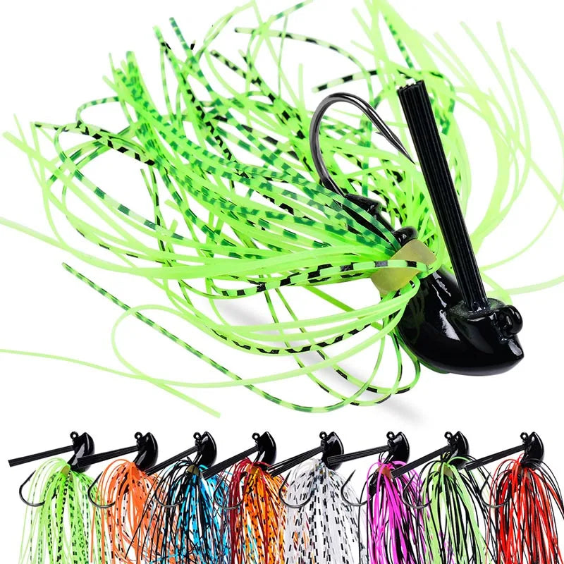 8Pcs Bass Football Jigs Set Weedless Finesse Jig Swim Jigs with Silicone Skirts 1/4 3/8 1/2 oz Fishing Lure Bait for Bass Trout