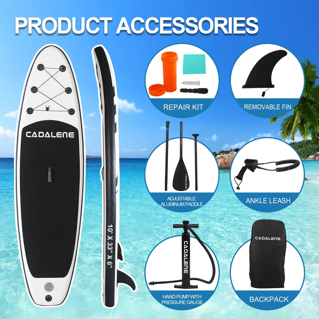 CADALENE Stand Up Paddle Board with SUP Accessories, Anti-Slip 10' Inflatable Paddle Board for Adults