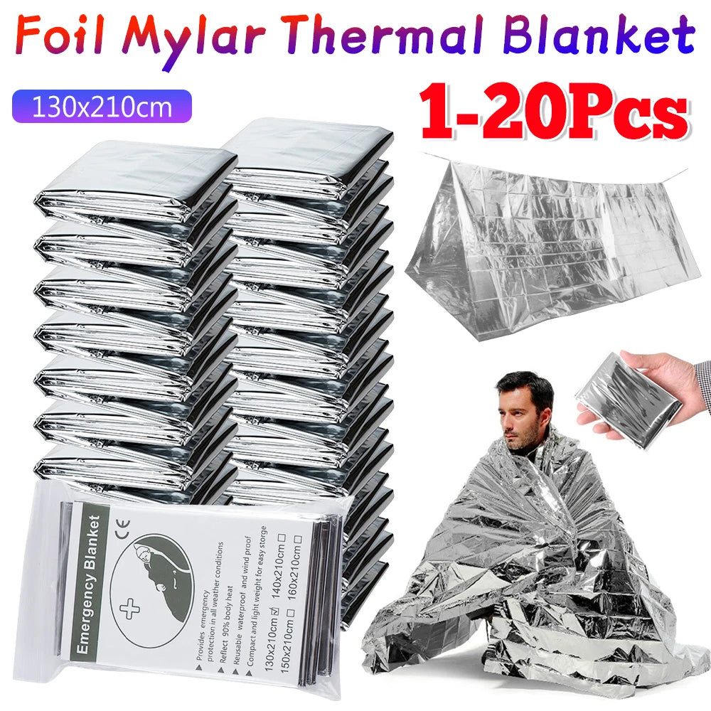 1-20pcs Emergency Mylar Thermal Foil Space Blanket