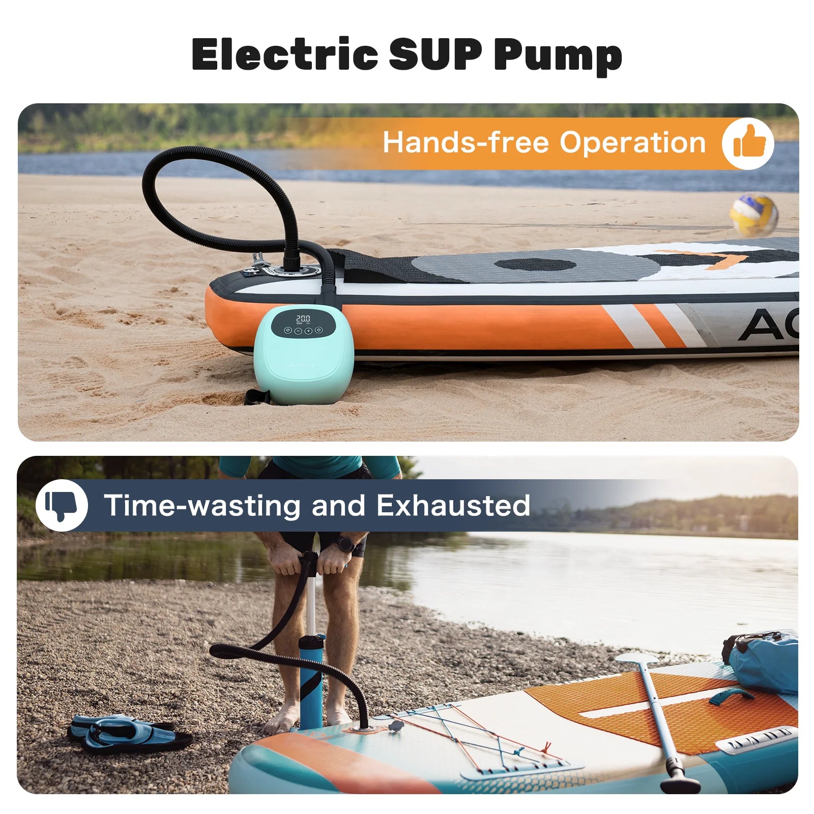 dwndpump Electric 20PSI SUP Pump 38.48Wh Battery Inflation Deflation for Kayak Paddle Board