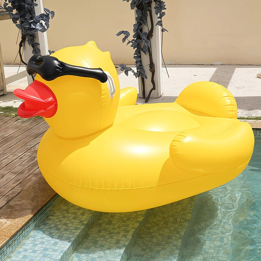 Enormous Inflatable Yellow Duck Pool Float, Heavy Duty Anti-Rollover Floatie for Adults, for Pool Party Lake Beach Travel