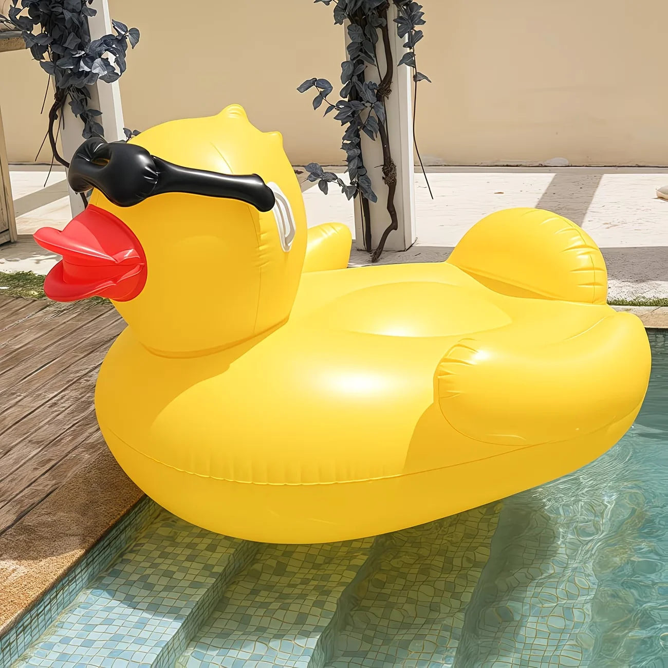 Enormous Inflatable Yellow Duck Pool Float, Heavy Duty Anti-Rollover Floatie for Adults, for Pool Party Lake Beach Travel