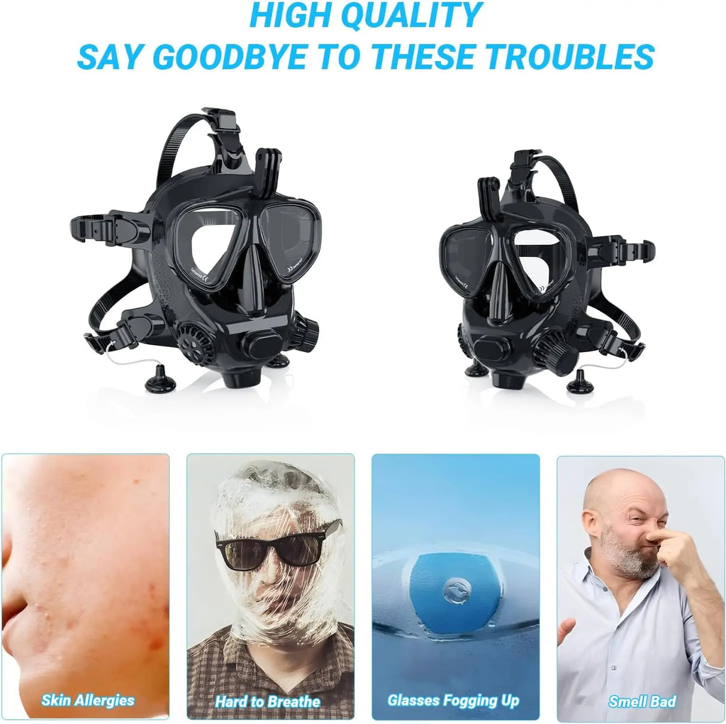 Full Face Dive Scuba Mask Support Diving & Snorkeling,