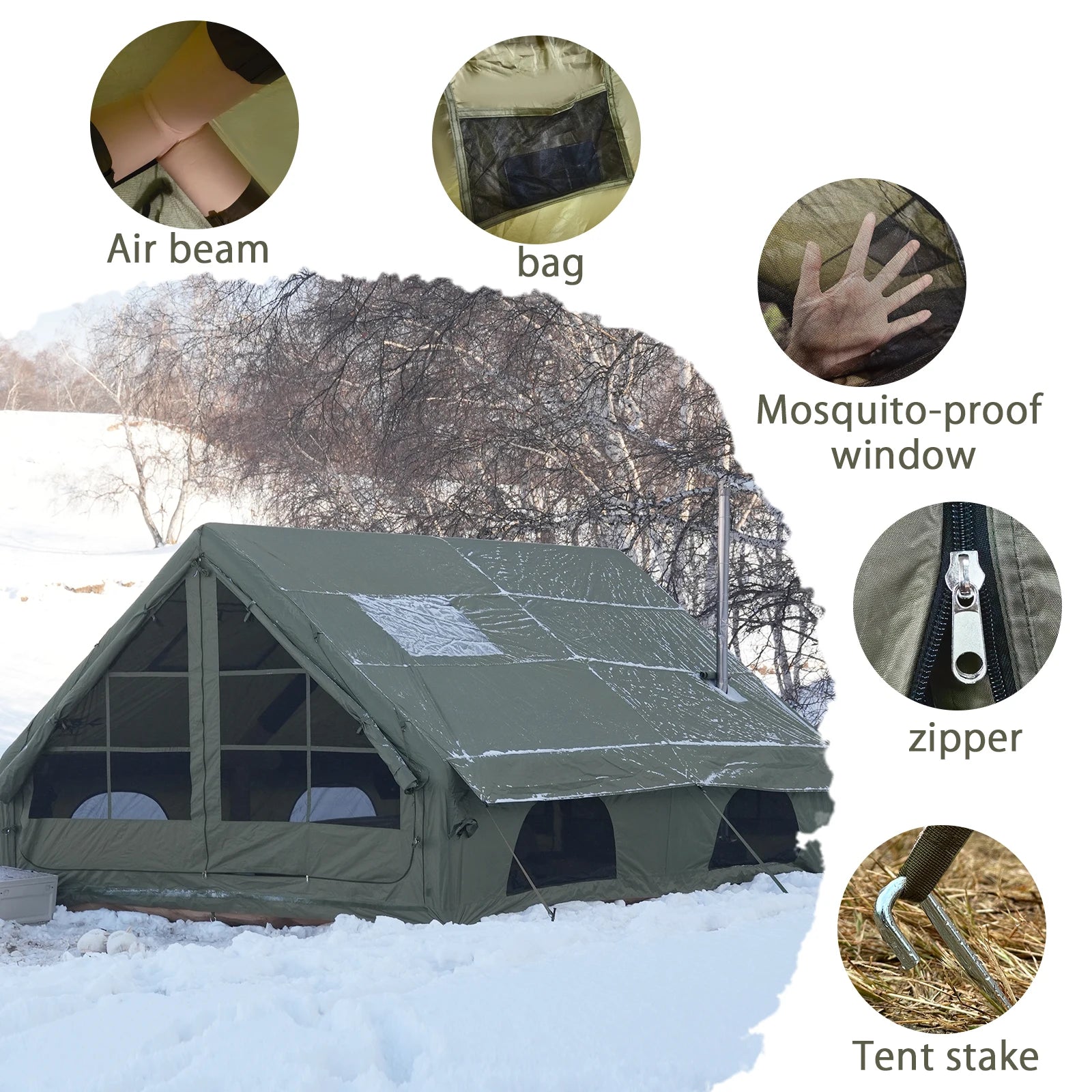 Pakicetus Quick Setup Inflatable Camping Tent, Waterproof Family Tent for 4-8 Portable Air Tent with Carry Bag