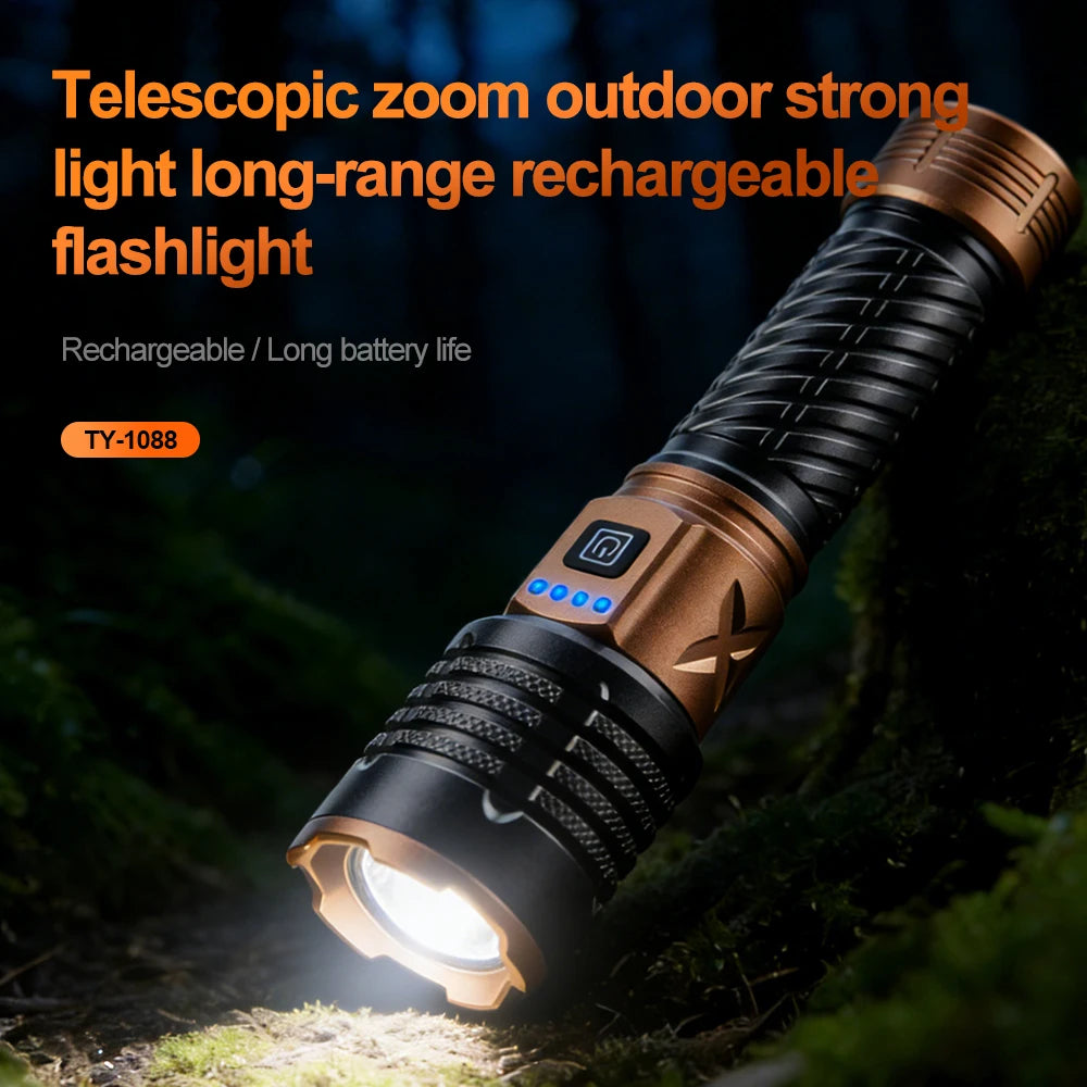 3800LM flashlight high-power LED handheld light USB rechargeable outdoor tactical lithium battery