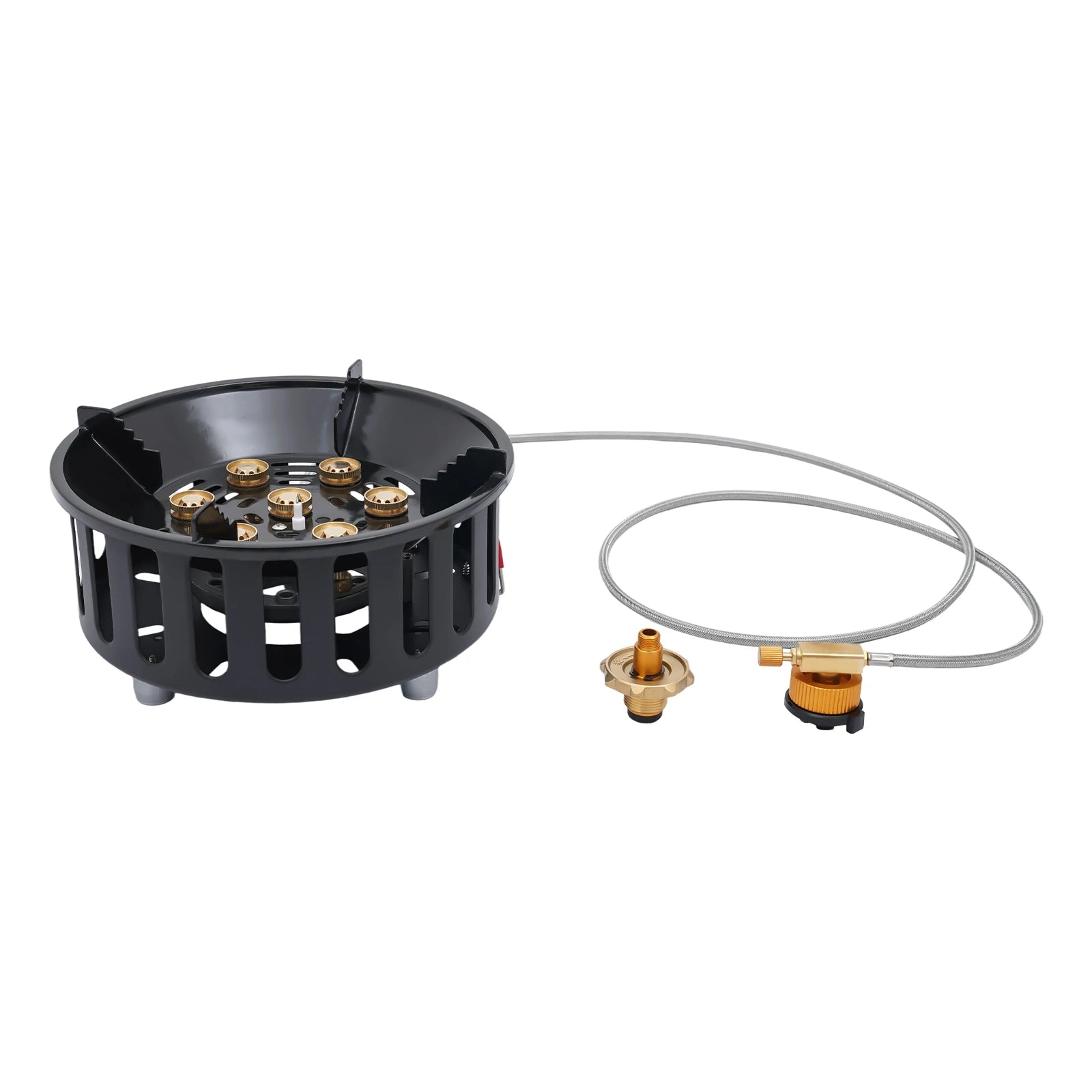 Cold-Rolled Steel Portable Camping Stove, 72000BTU 3-Adapter Gas Cooker, Windproof Design