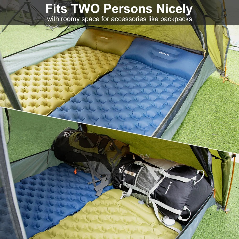 Night Cat Backpacking 2 Person Lightweight Camping Tent with Foldable Pole,  Fast Setup Double Layers Waterproof Ultralight Tent Compact 7x4.4ft - Two Doors