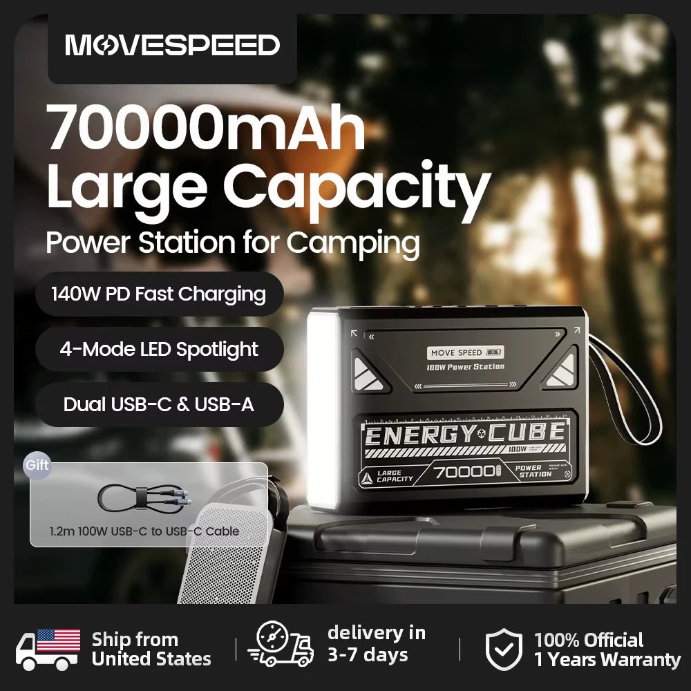 MOVESPEED LED Camping Lantern 70000mAh Large Capacity Battery Rechargeable Emergency Light for Power Outage