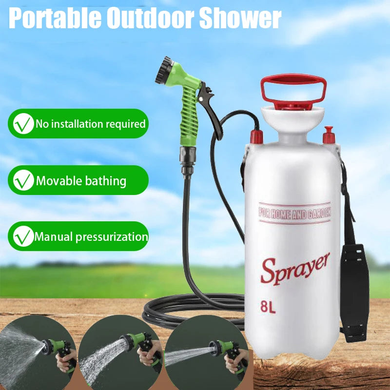 4/8L Portable Shower for Camping, Outdoor Shower with 3m Hose