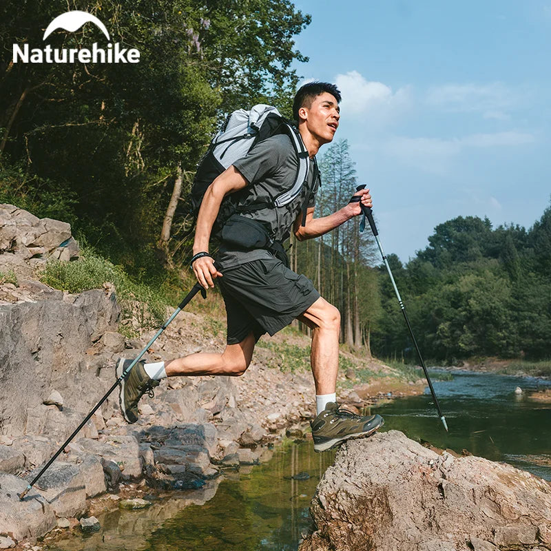 Naturehike Lightwind Ext-Carbon Fibre 4-Section Folding Hiking ultra-Lightweight Portable Poles