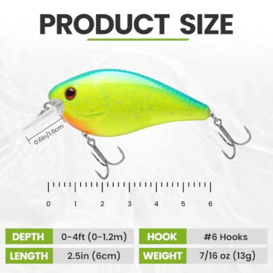 Easy Catch Crankbait with BKK Hooks, Shallow or Deep Diving Crank Bait Fishing Lures for Bass Pike Walleye, Unipue Wobble Desig