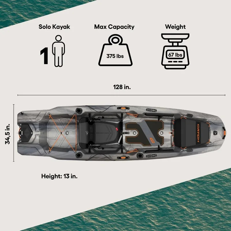 Catch Mode 110 Premium Angler Kayak - Fishing Kayak with Lawnchair - 10.5 ft