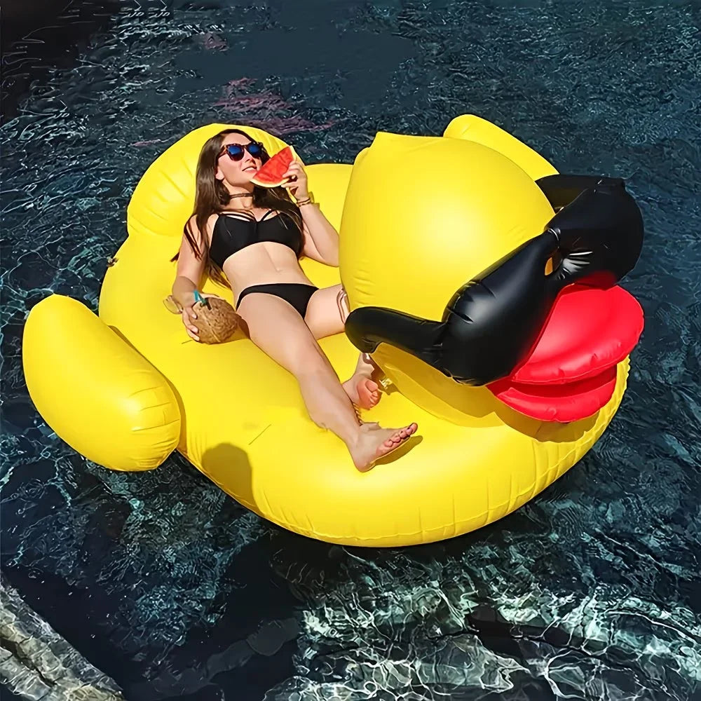 Enormous Inflatable Yellow Duck Pool Float, Heavy Duty Anti-Rollover Floatie for Adults, for Pool Party Lake Beach Travel