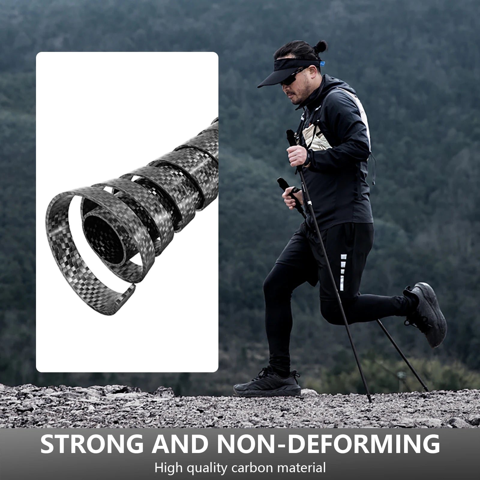 BISINNA 2pcs Ultralight Trekking Poles Folding Walking Sticks Carbon Fiber Hiking Poles Portable Trail Runing Canes