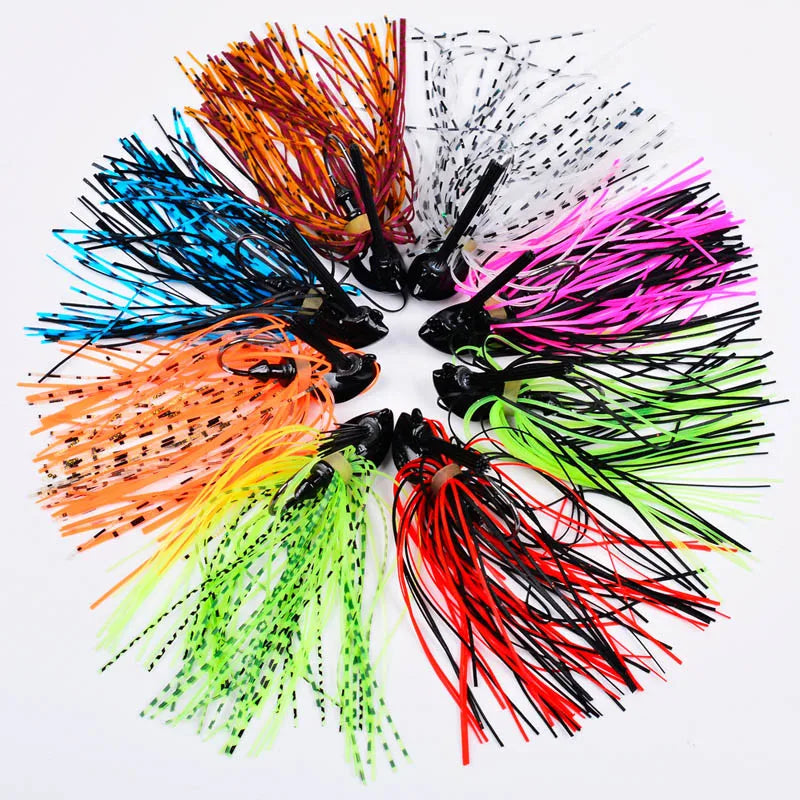 8Pcs Bass Football Jigs Set Weedless Finesse Jig Swim Jigs with Silicone Skirts 1/4 3/8 1/2 oz Fishing Lure Bait for Bass Trout
