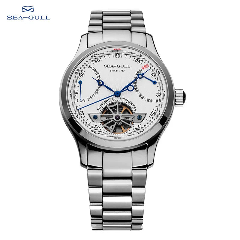 2025 Seagull Men's Automatic Mechanical Watch Multifunction Dial Calendar Sapphire Steel Band Men's Wristwatch M163S