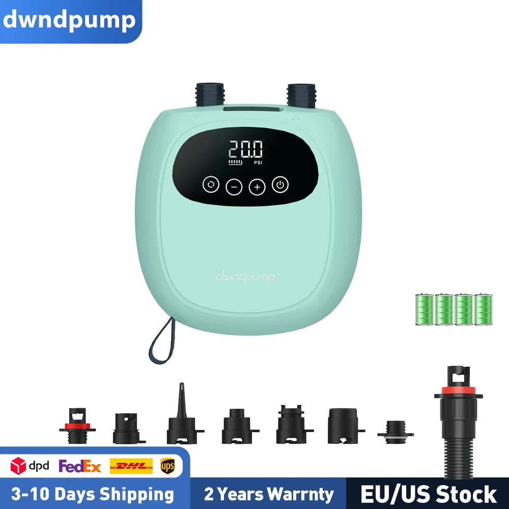 dwndpump Electric 20PSI SUP Pump 38.48Wh Battery Inflation Deflation for Kayak Paddle Board
