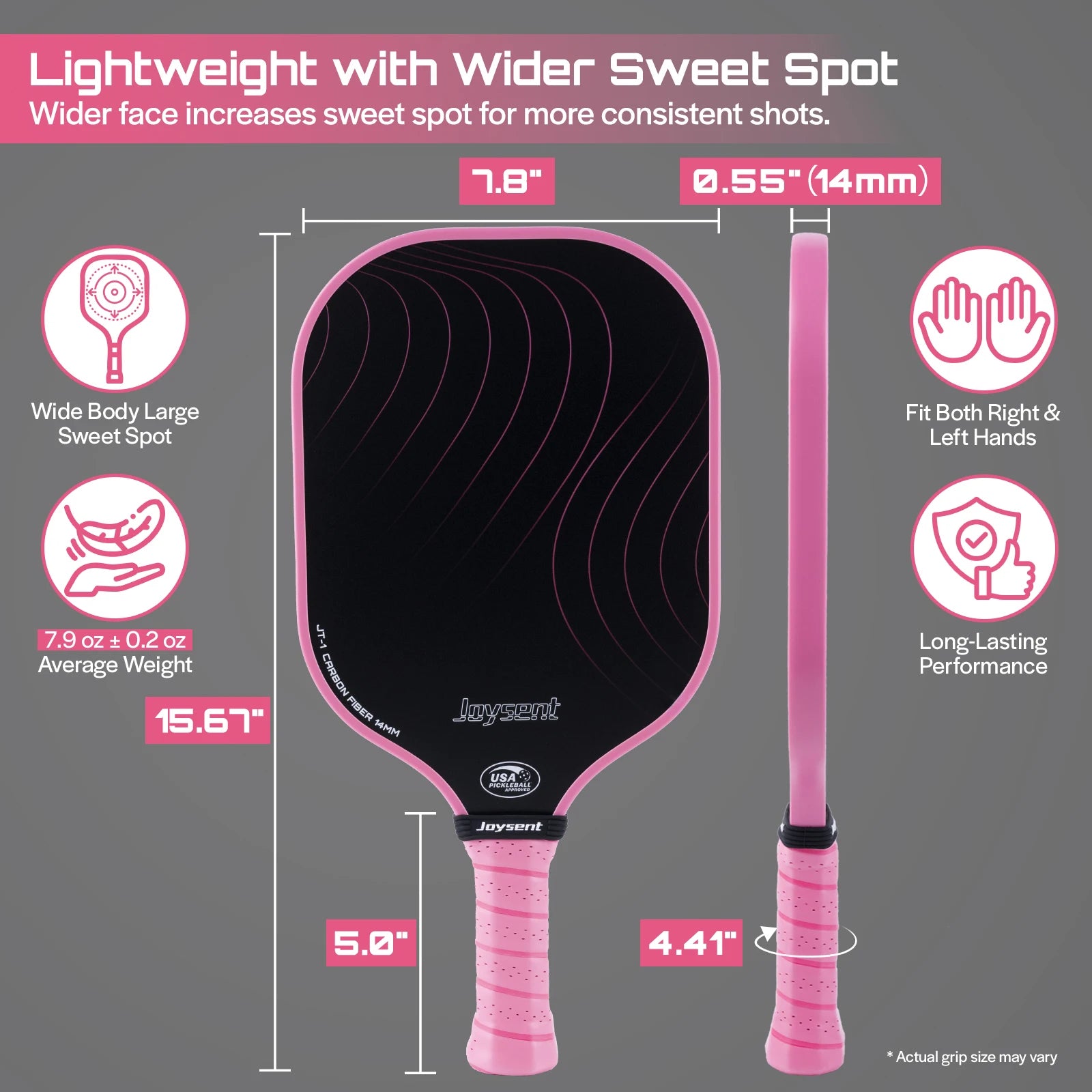 Joysent Pickleball Paddle USAPA T300 Carbon Fiber Pickleball Racket PP Honeycomb 14mm Pickle Ball Paddle For Beginner Men Women
