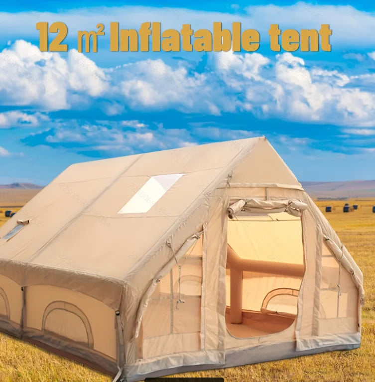Large Inflatable Camping Tent with Skylight, Quick Air-Flow & Breathable Mesh Design, Summer Glamping Tents