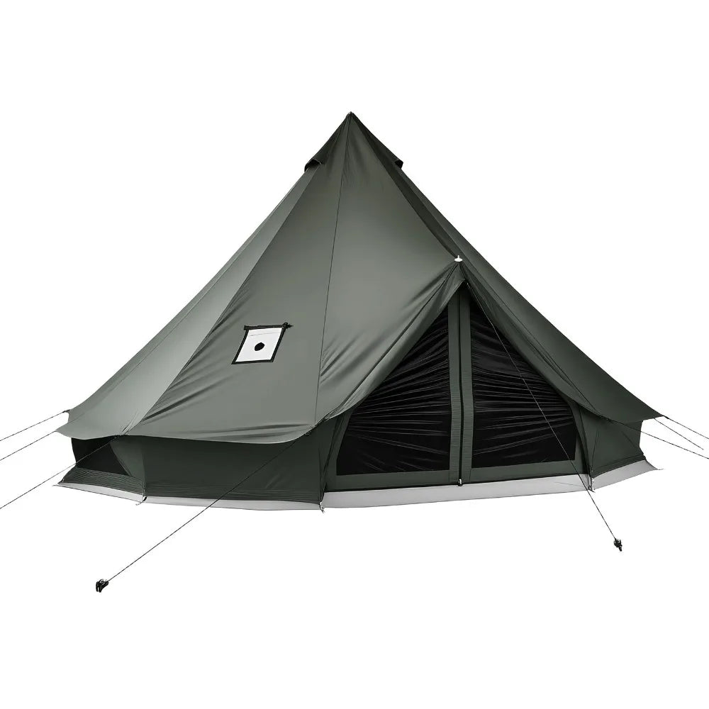 Canvas Bell Tent 4 m / 13.12 ft All-Season Camping Tent Glamping with Stove Jack