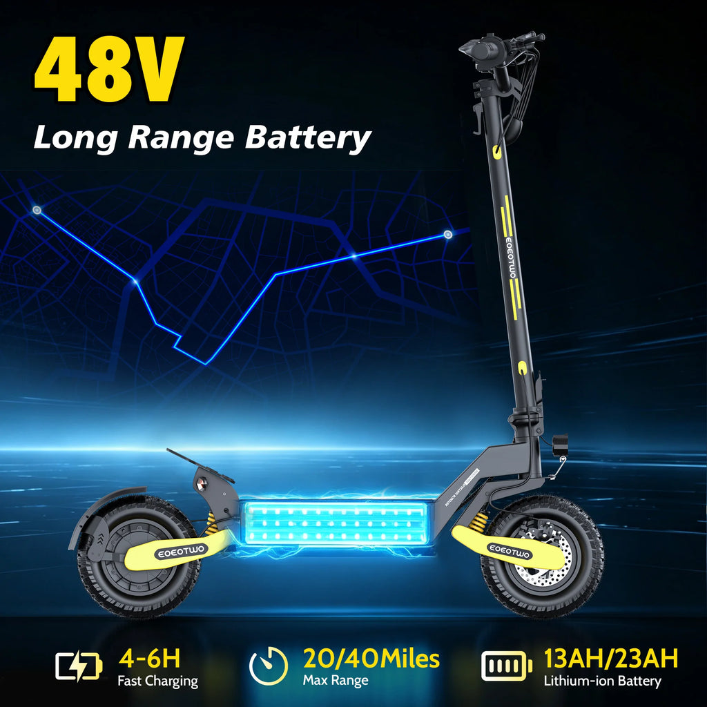 EOEOTWO 1200W Off Road Electric Scooter for Adults 48V Long Range E-Scooter 30MPH Fast Speed 11" Tubeless Tire Foldable Kick Scooter