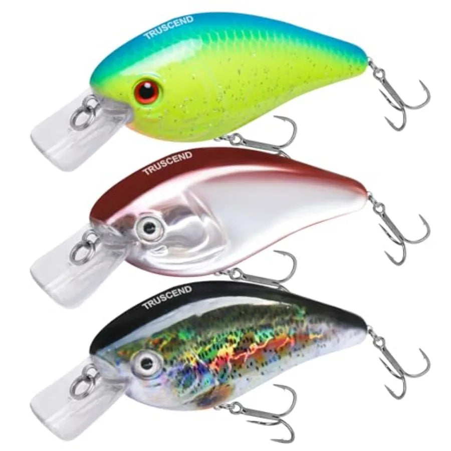 Easy Catch Crankbait with BKK Hooks, Shallow or Deep Diving Crank Bait Fishing Lures for Bass Pike Walleye, Unipue Wobble Desig