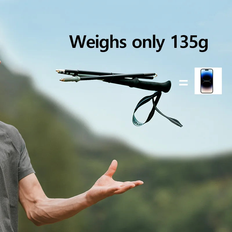 Naturehike Lightwind Ext-Carbon Fibre 4-Section Folding Hiking ultra-Lightweight Portable Poles
