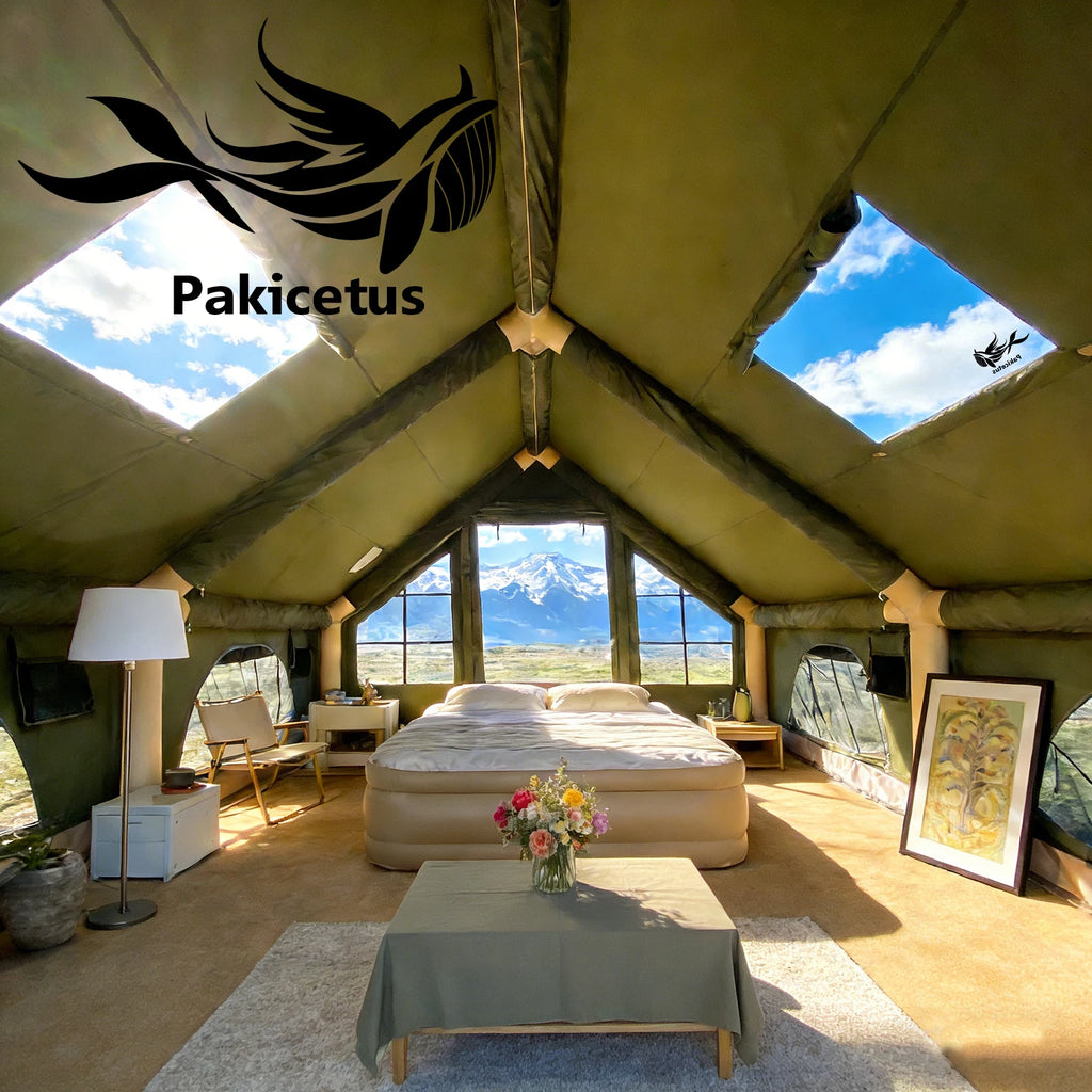 Pakicetus Quick Setup Inflatable Camping Tent, Waterproof Family Tent for 4-8 Portable Air Tent with Carry Bag