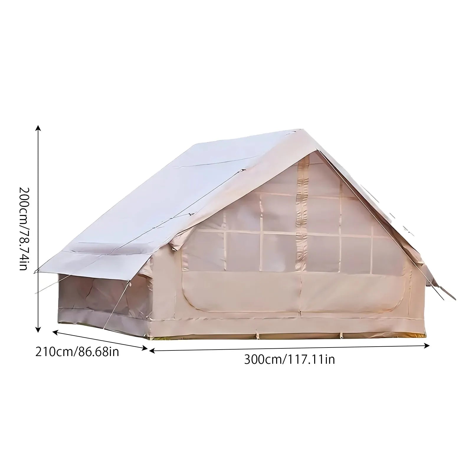 Large Inflatable Camping Tent with Skylight, Quick Air-Flow & Breathable Mesh Design, Summer Glamping Tents