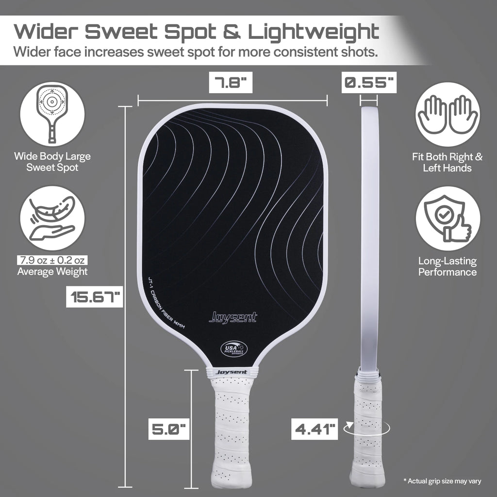 Joysent Pickleball Paddle USAPA T300 Carbon Fiber Pickleball Racket PP Honeycomb 14mm Pickle Ball Paddle For Beginner Men Women