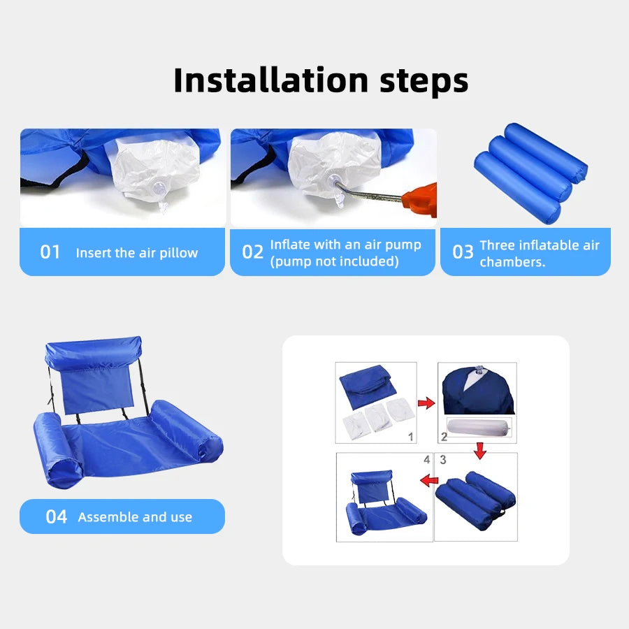 Portable Adult Lounger Inflatable Floating Mattress for Pool, Beach, Swimming Durable Comfortable Float