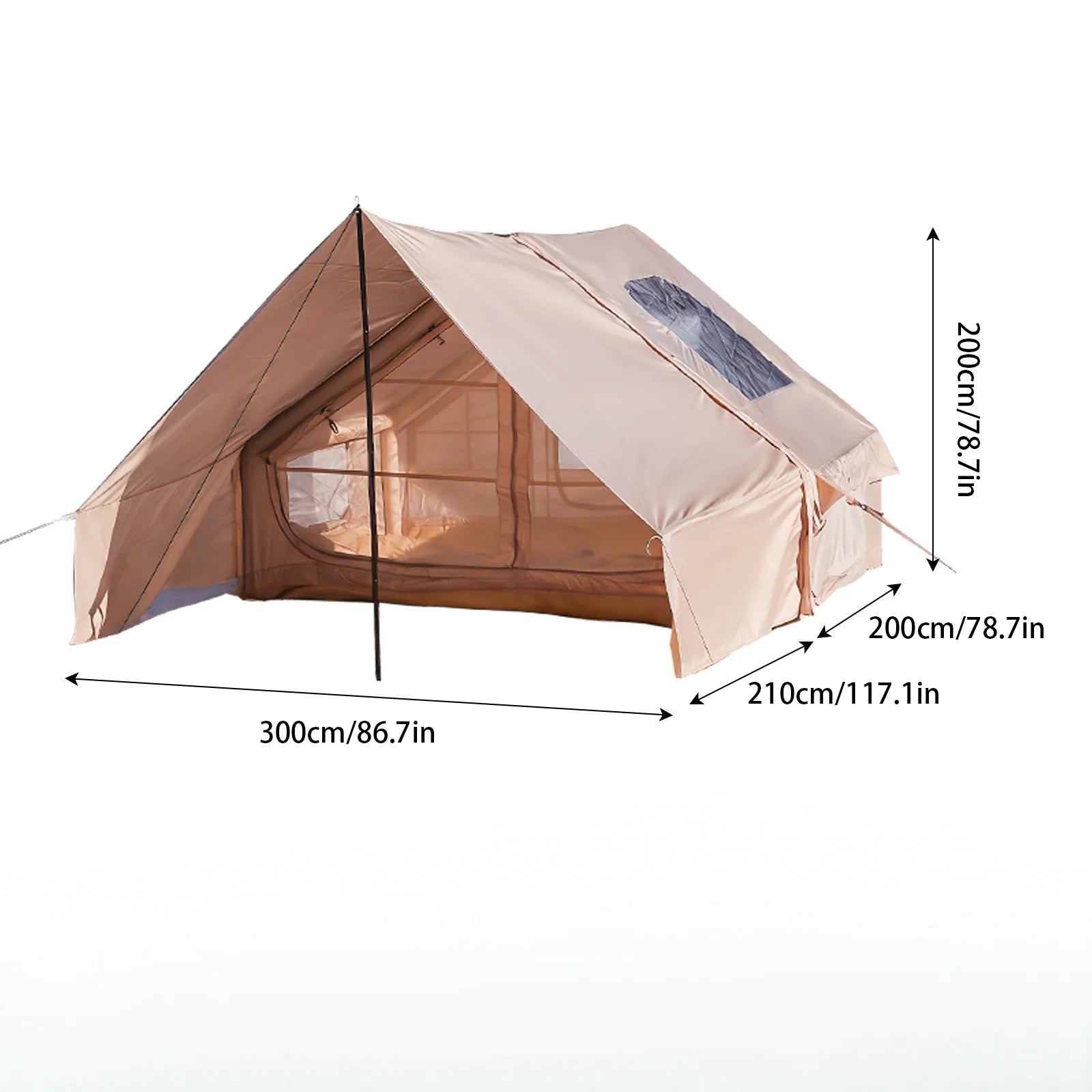 Large Inflatable Camping Tent with Skylight, Quick Air-Flow & Breathable Mesh Design, Summer Glamping Tents