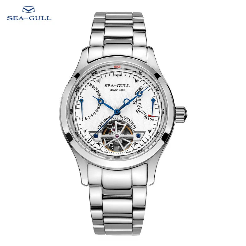 2025 Seagull Men's Automatic Mechanical Watch Multifunction Dial Calendar Sapphire Steel Band Men's Wristwatch M163S