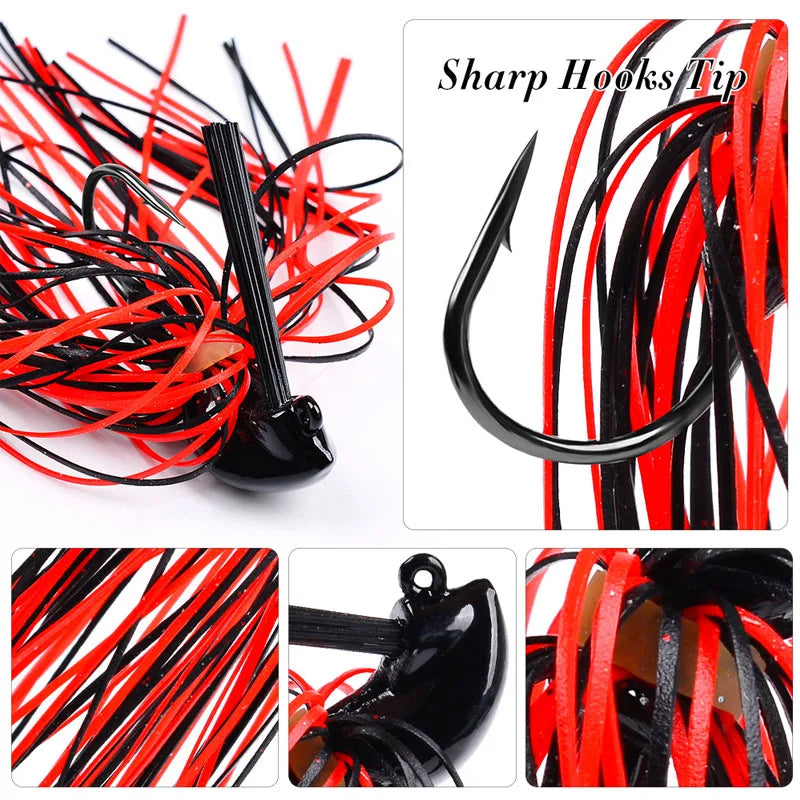 8Pcs Bass Football Jigs Set Weedless Finesse Jig Swim Jigs with Silicone Skirts 1/4 3/8 1/2 oz Fishing Lure Bait for Bass Trout