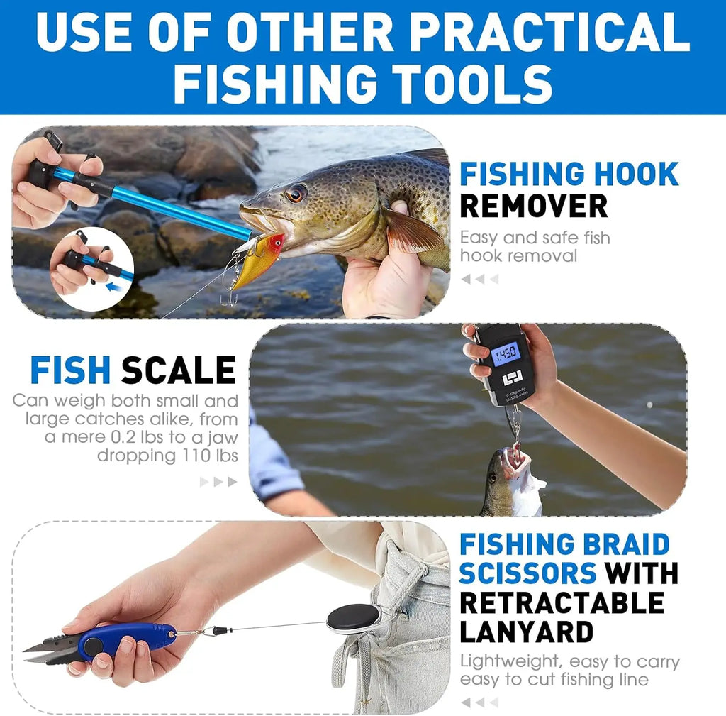 10 Pcs Multi Function Fishing Tool Set Include Fishing Pliers With Lanyard & Protective Sheath Landing Net Fillet Knife Fish Scale Fish Gripper Hook Remover Braid Scissors Fishing Gloves Ideal Gift For Anglers Father