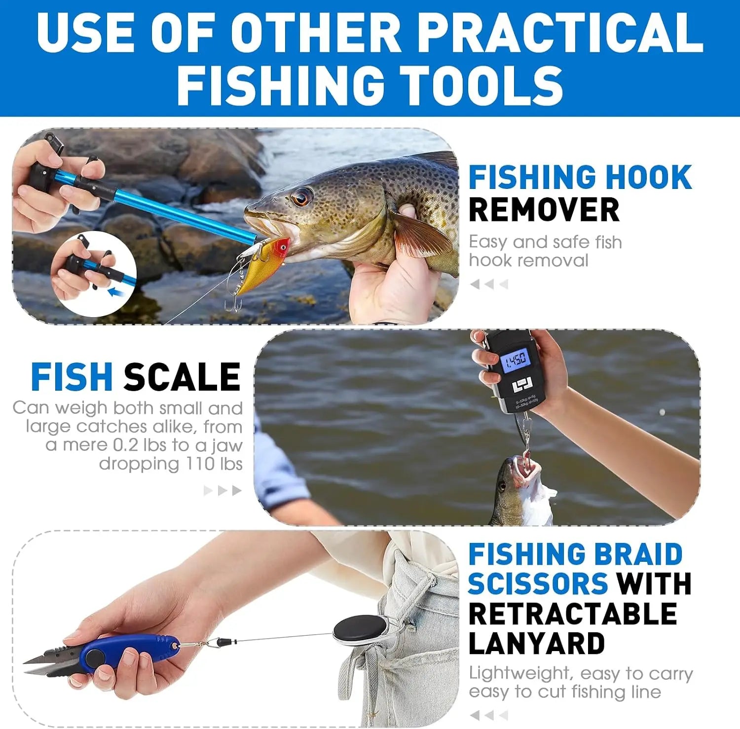 10 Pcs Multi Function Fishing Tool Set Include Fishing Pliers With Lanyard & Protective Sheath Landing Net Fillet Knife Fish Scale Fish Gripper Hook Remover Braid Scissors Fishing Gloves Ideal Gift For Anglers Father