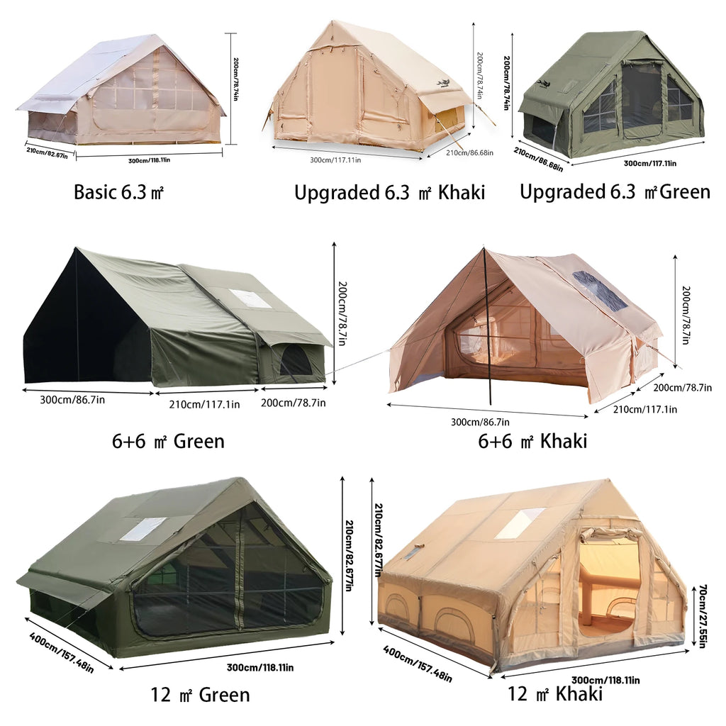 Large Inflatable Camping Tent with Skylight, Quick Air-Flow & Breathable Mesh Design, Summer Glamping Tents