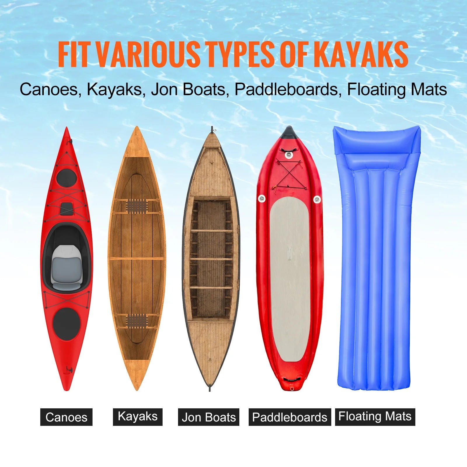 SucceBuy Kayak Cart 450lbs Detachable with 12'' Tires Adjustable Width for Paddleboards Float Mats Jon Boats