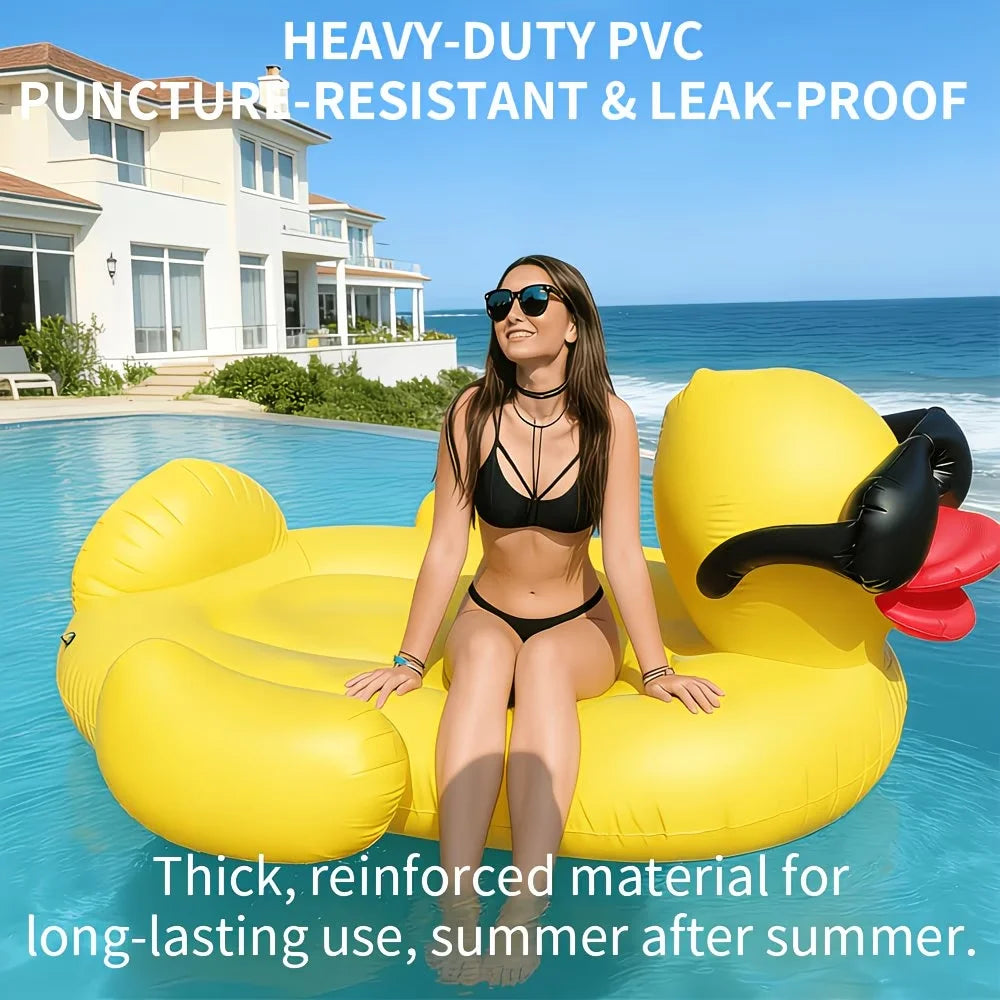 Enormous Inflatable Yellow Duck Pool Float, Heavy Duty Anti-Rollover Floatie for Adults, for Pool Party Lake Beach Travel