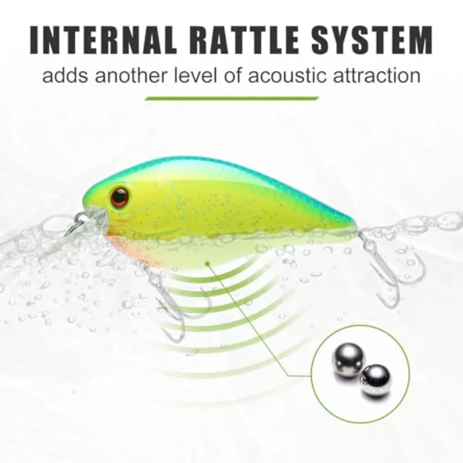 Easy Catch Crankbait with BKK Hooks, Shallow or Deep Diving Crank Bait Fishing Lures for Bass Pike Walleye, Unipue Wobble Desig